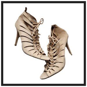Peep Toe Lace Up Heels